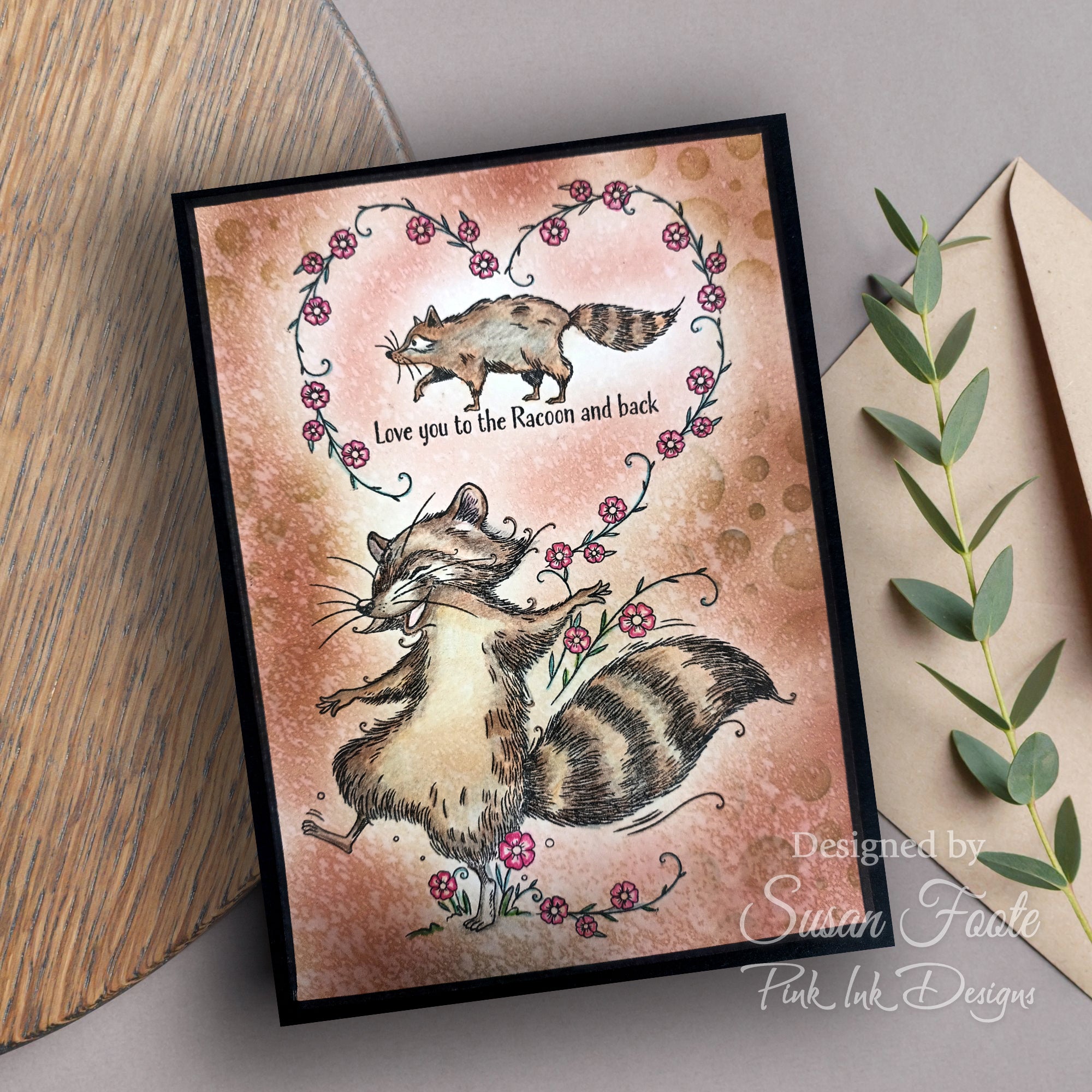 Pink Ink Designs Macaroon Racoon 6 in x 8 in Clear Stamp Set