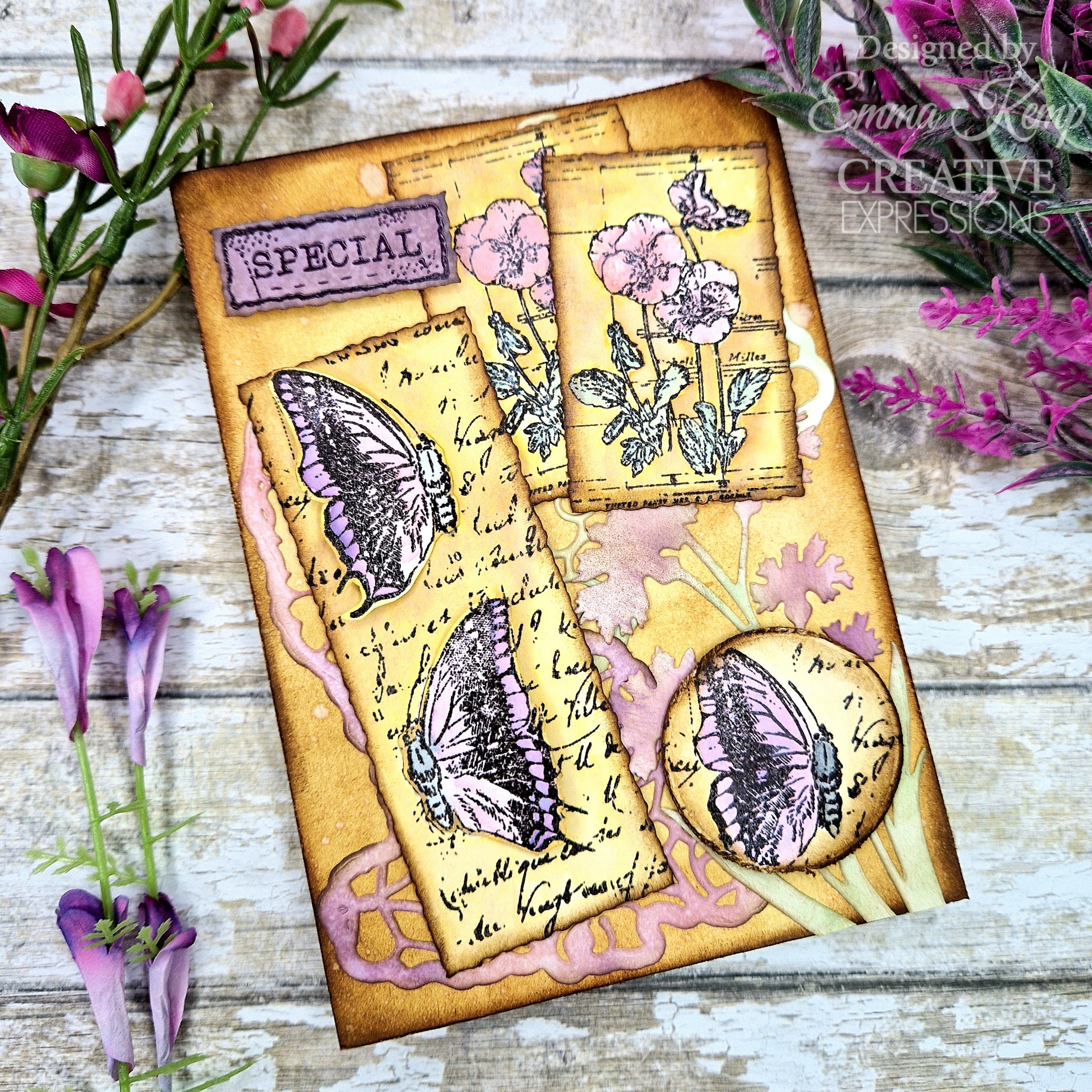 Creative Expressions Sam Poole Faded Flora 4 in x 6 in Clear Stamp Set