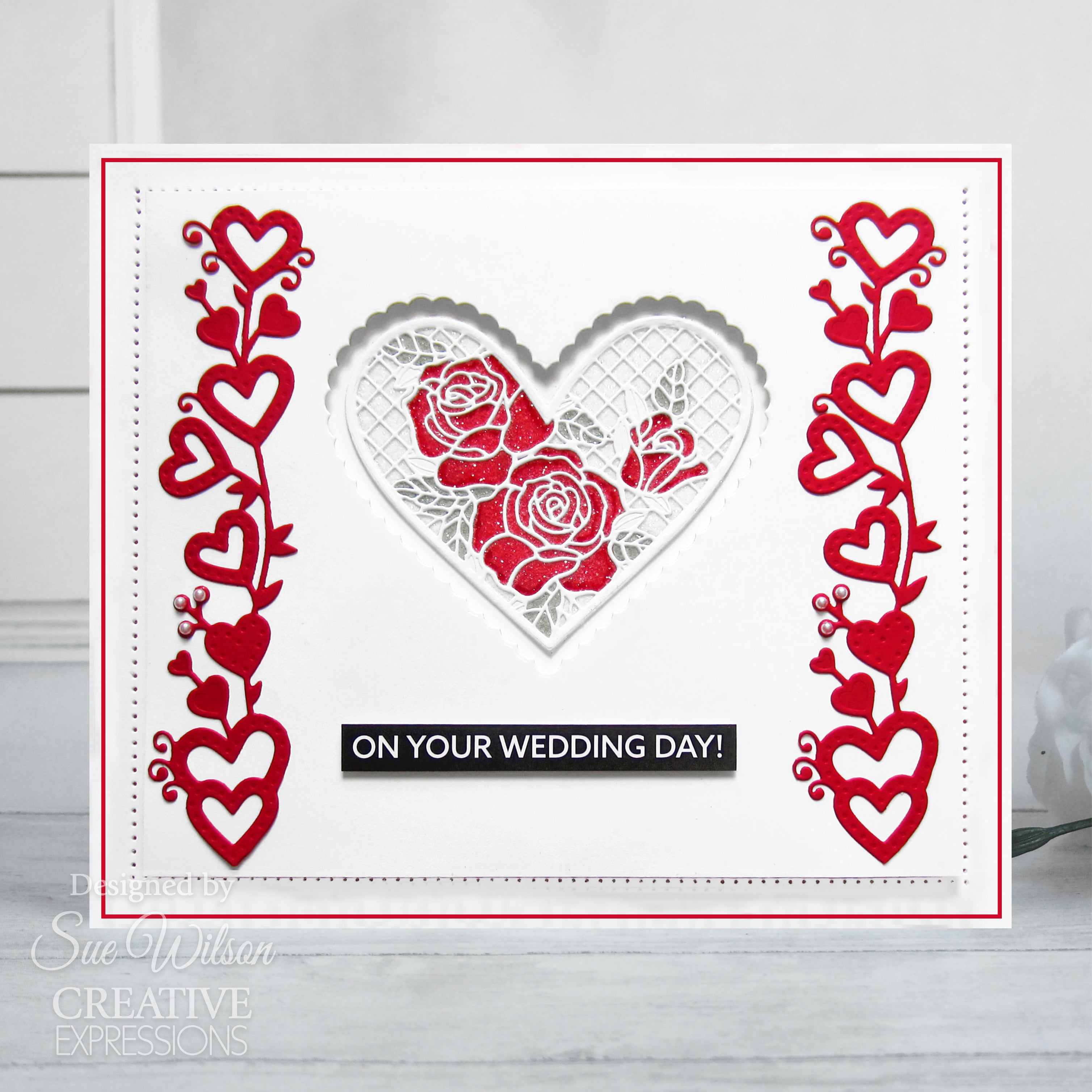 Creative Expressions Sue Wilson Frames & Tags Lace Rose Heart Craft Die