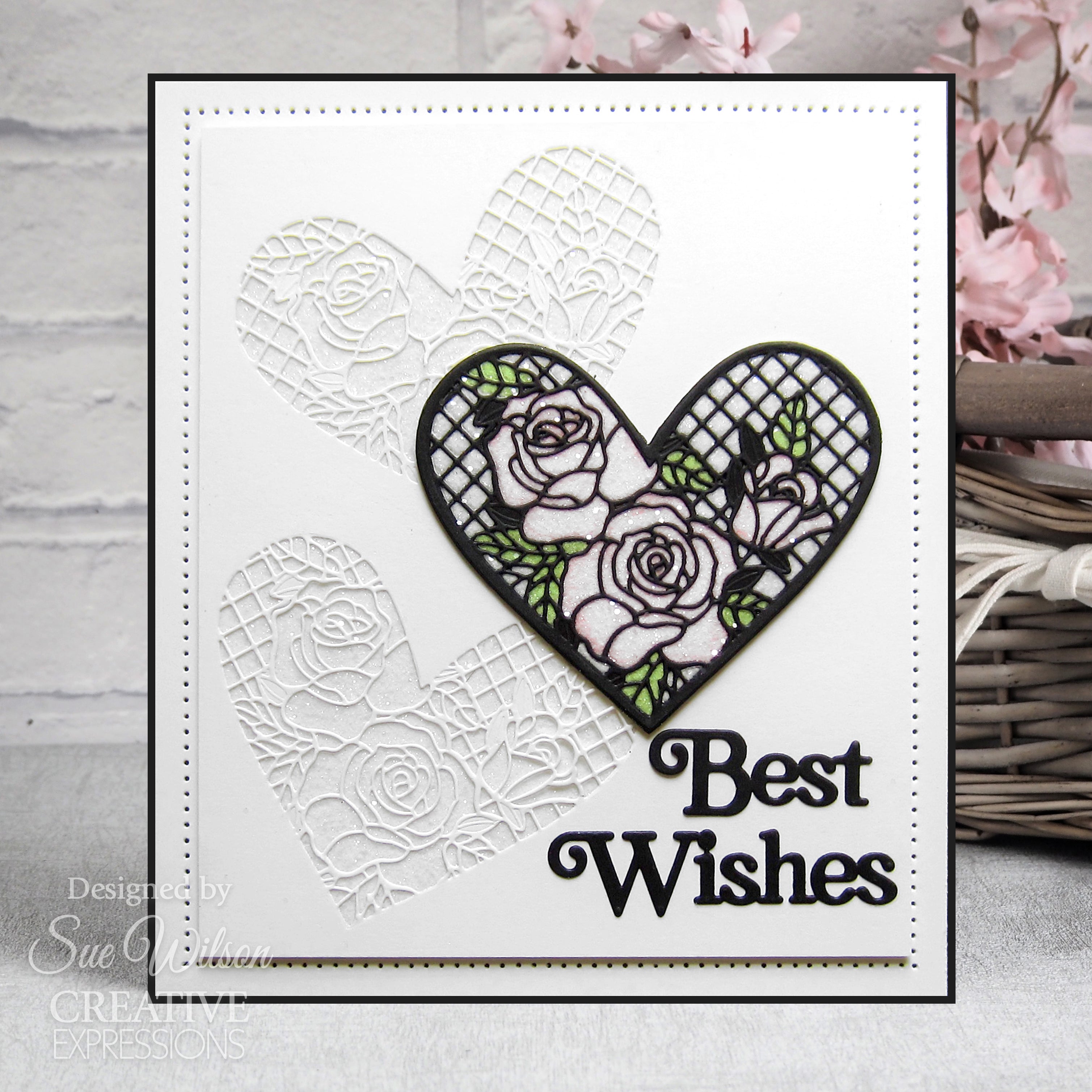 Creative Expressions Sue Wilson Frames & Tags Lace Rose Heart Craft Die