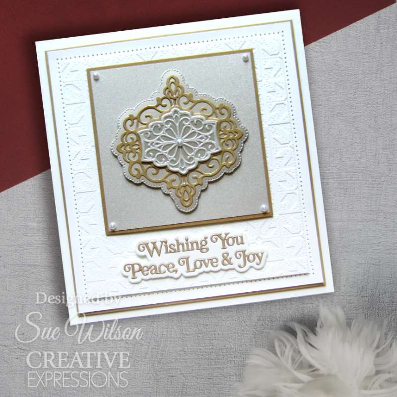 Creative Expressions Sue Wilson Festive Shadowed Sentiments Wishing You Peace Love & Joy Craft Die