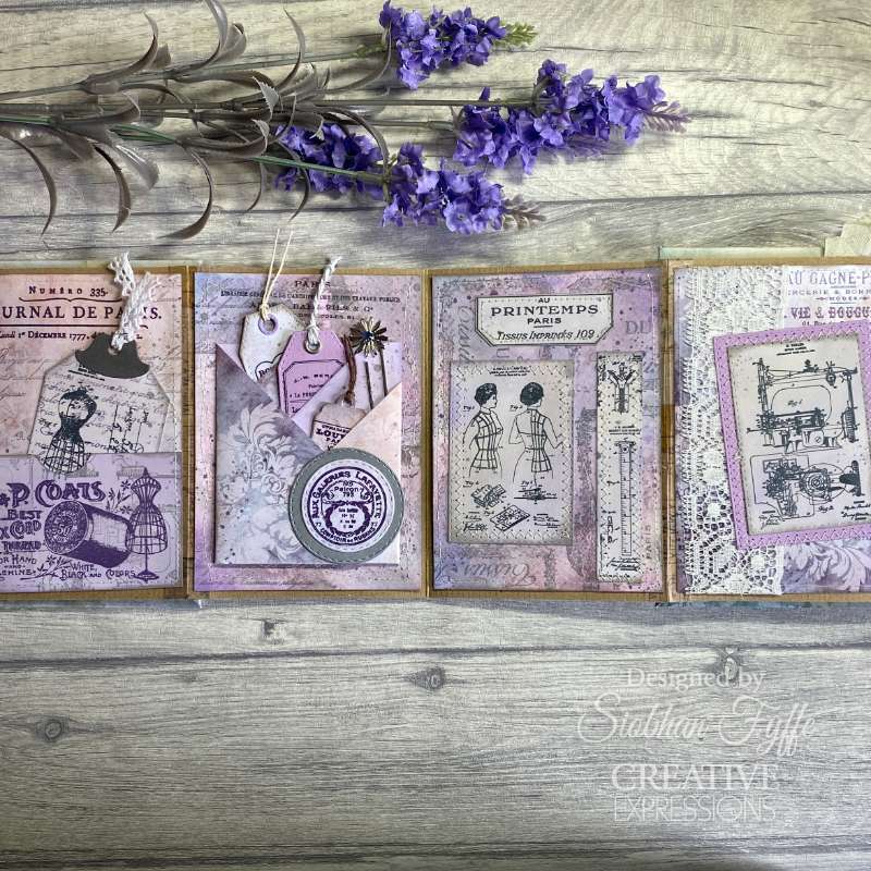 Creative Expressions Taylor Made Journals French Fabric Tags 6 in x 8 in Clear Stamp Set