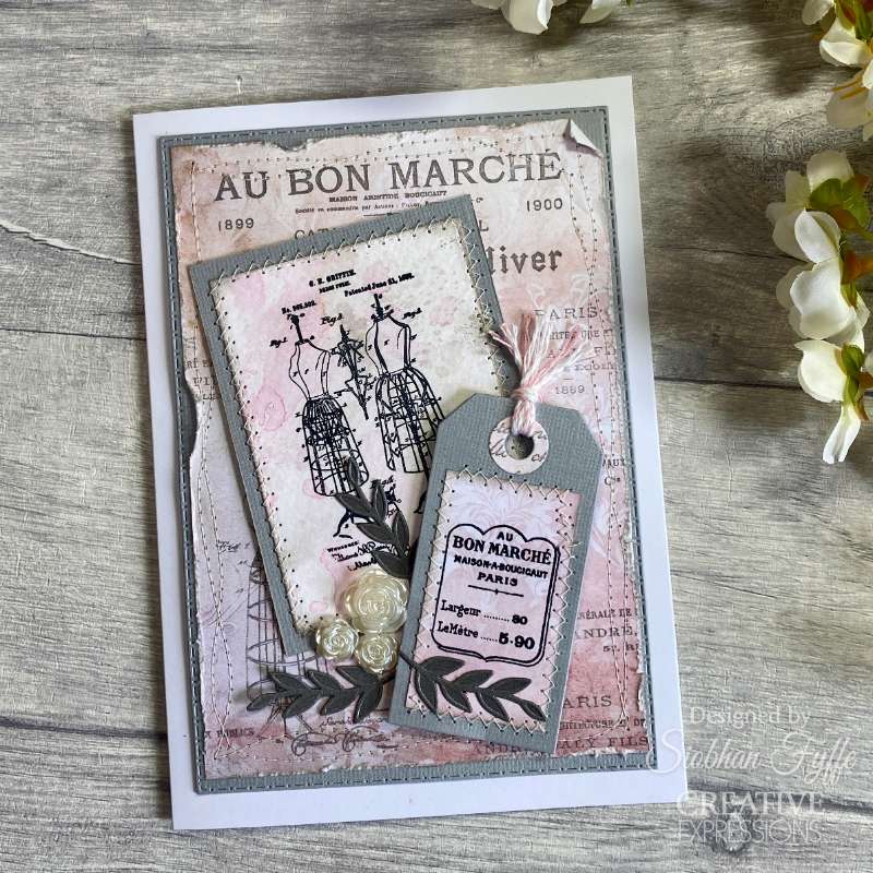 Creative Expressions Taylor Made Journals French Fabric Tags 6 in x 8 in Clear Stamp Set