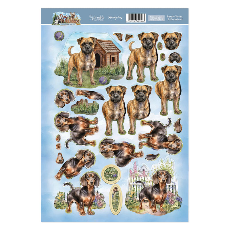 Border Terrier & Dachshund Decoupage Topper Sheet