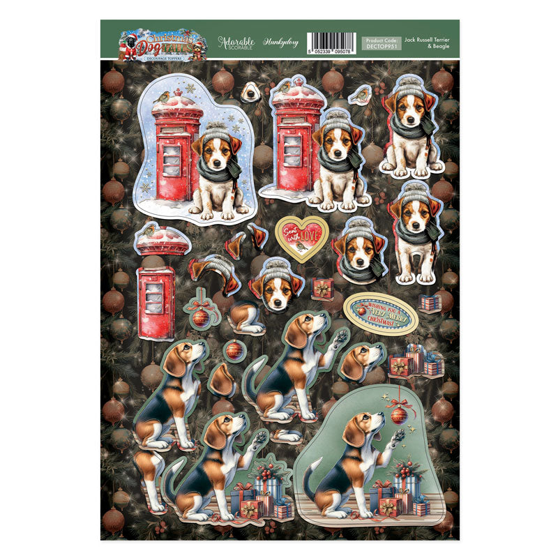 Jack Russell Terrier & Beagle Decoupage Topper Sheet