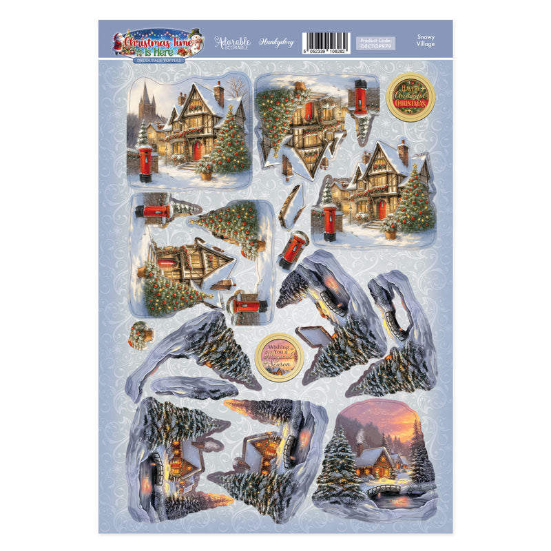 Snowy Village Decoupage Topper Sheet