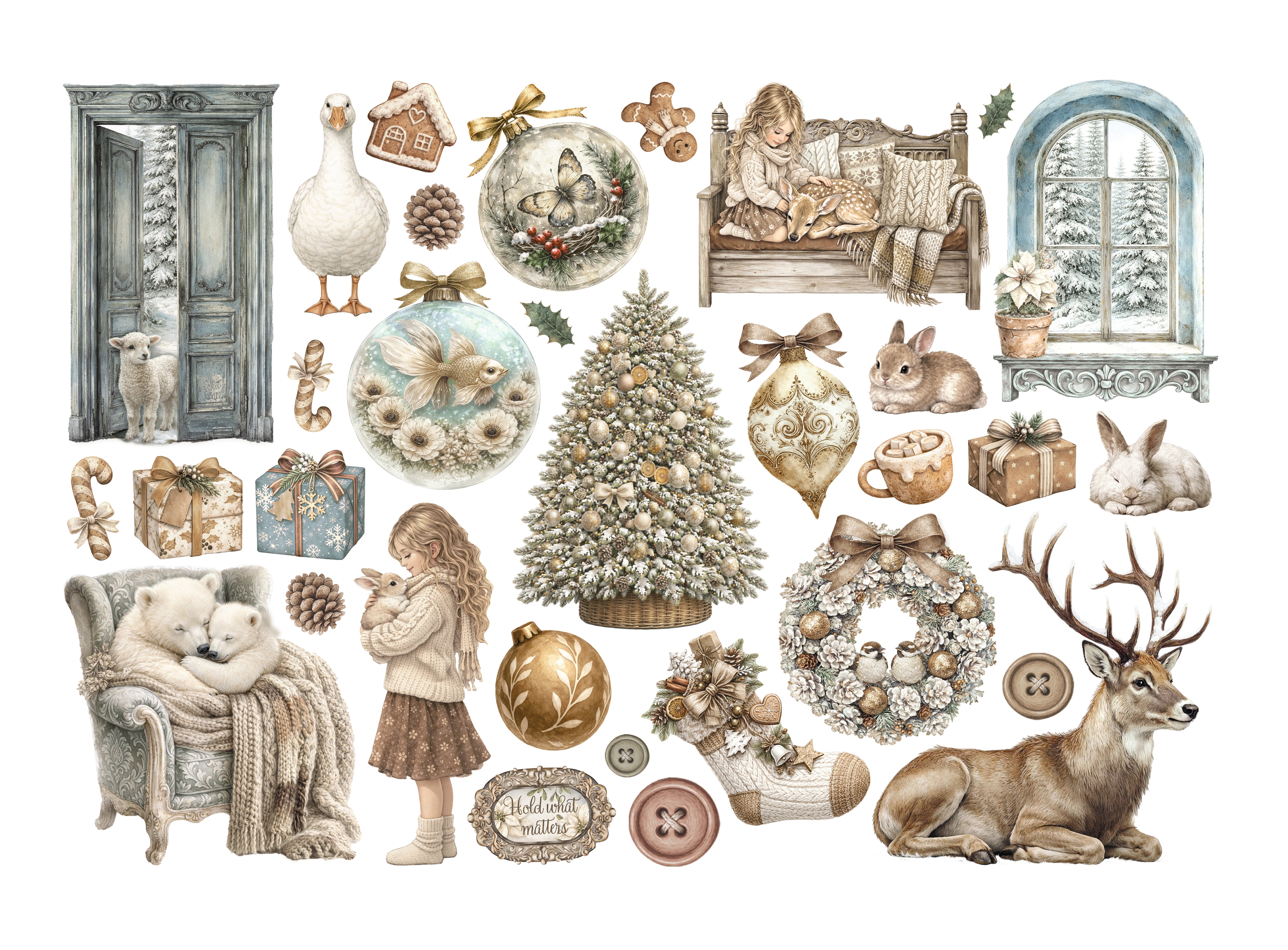 Printed Decorative Ephemera For Art And Craft - White Christmas