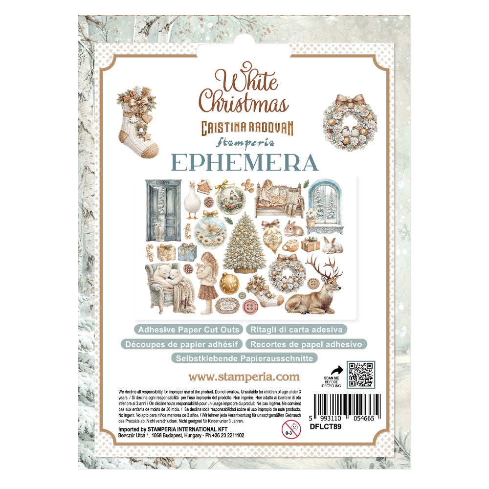 Printed Decorative Ephemera For Art And Craft - White Christmas