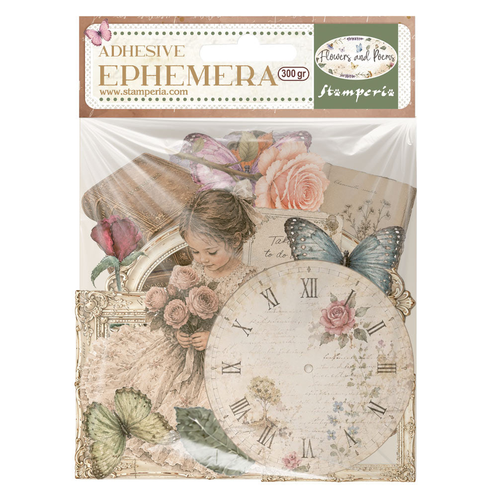 Printed Decorative Ephemera For Art And Craft - Flowers And Poems