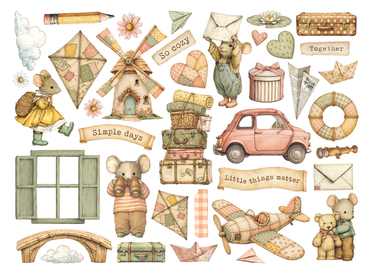Printed Decorative Die Cuts For Art And Craft - Cozy Family