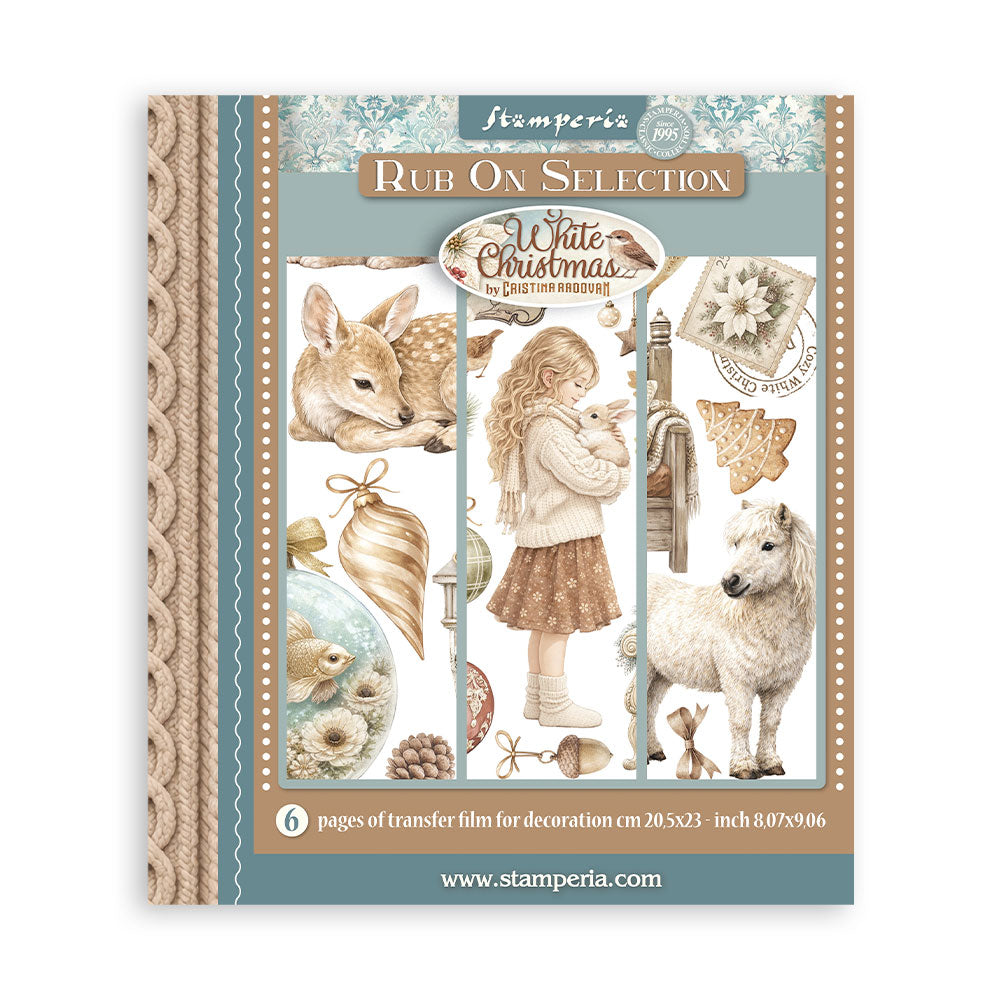 Printed Decorative Rub-On Selection For Art And Craft cm 20.5x23 - White Christmas