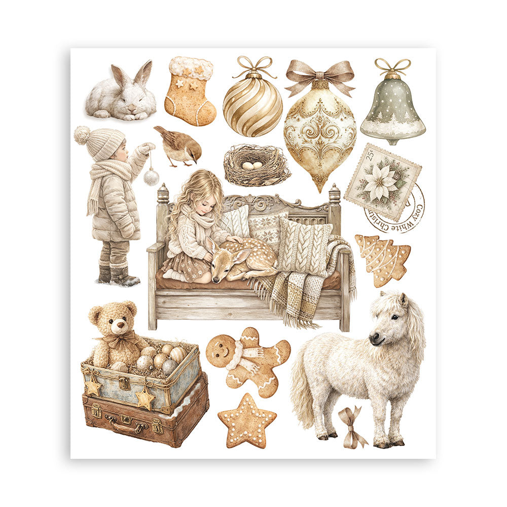 Printed Decorative Rub-On Selection For Art And Craft cm 20.5x23 - White Christmas