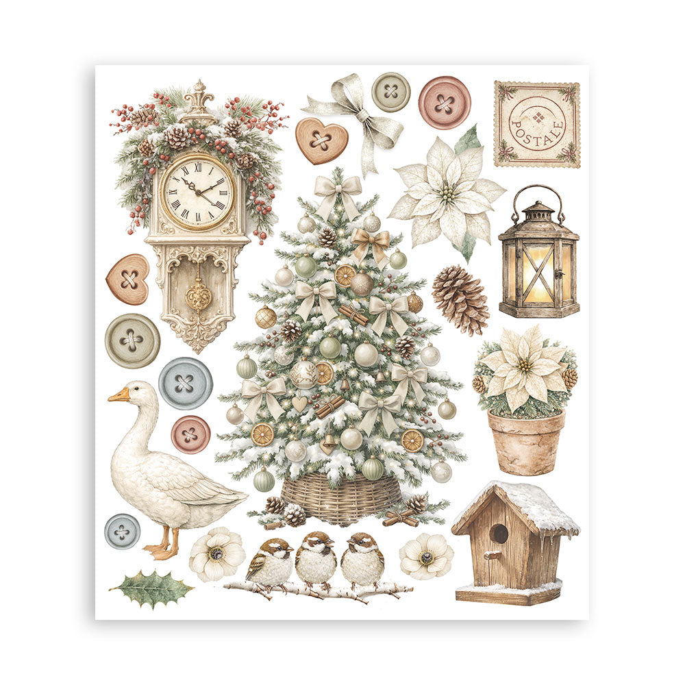Printed Decorative Rub-On Selection For Art And Craft cm 20.5x23 - White Christmas