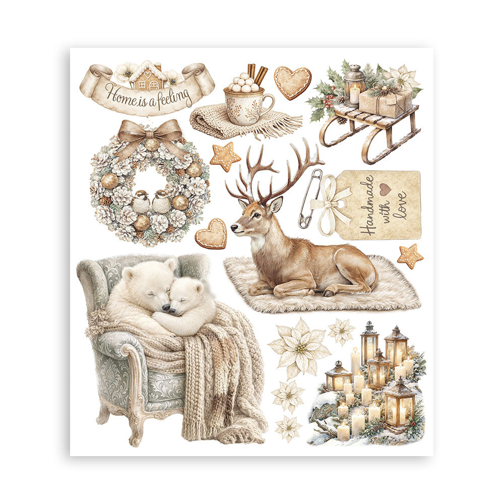 Printed Decorative Rub-On Selection For Art And Craft cm 20.5x23 - White Christmas