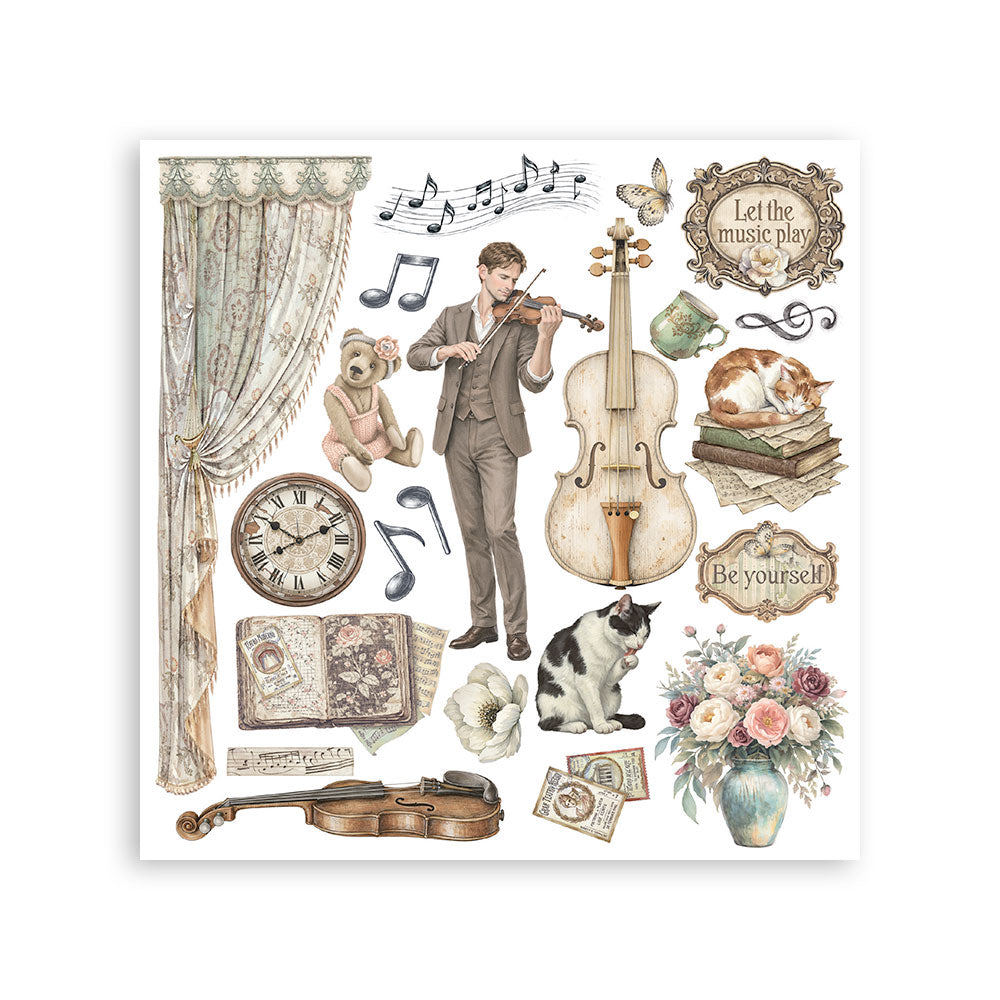 Printed Decorative Rub-On Kit For Art And Craft cm 15.5x15.5 - Symphony