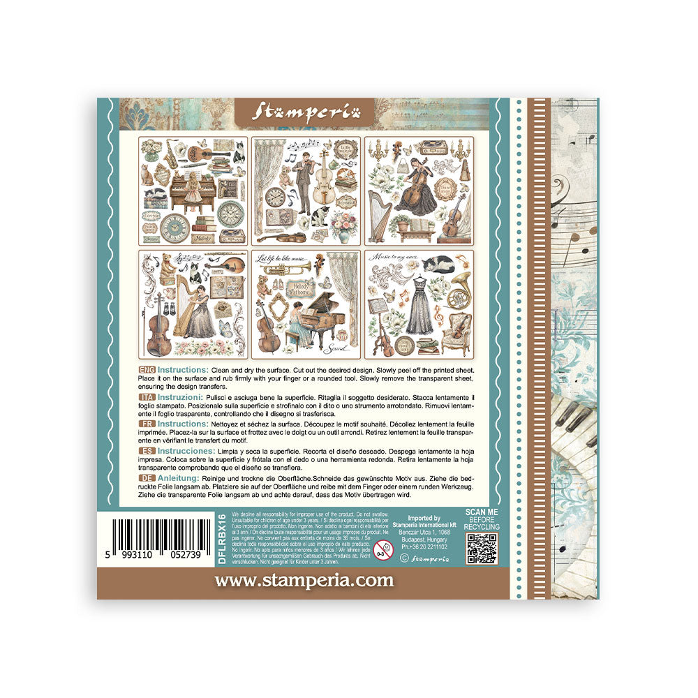 Printed Decorative Rub-On Kit For Art And Craft cm 15.5x15.5 - Symphony