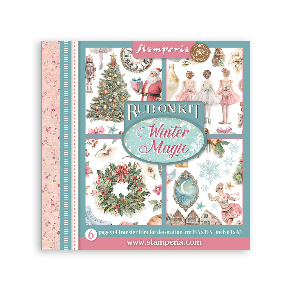 Printed Decorative Rub-On Kit For Art And Craft cm 15.5x15.5 - Winter Magic