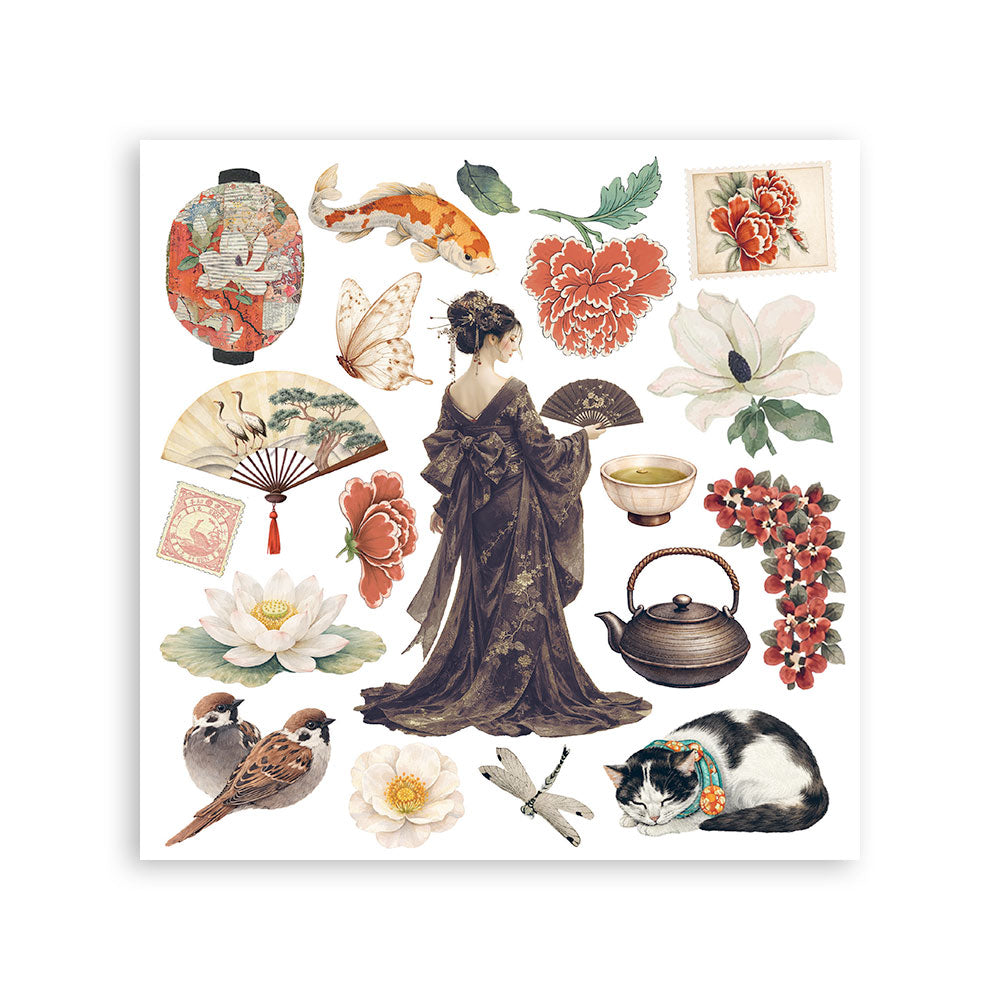 Printed Decorative Rub On Kit For Art And Craft Cm 15.5x15.5 - Oriental Garden