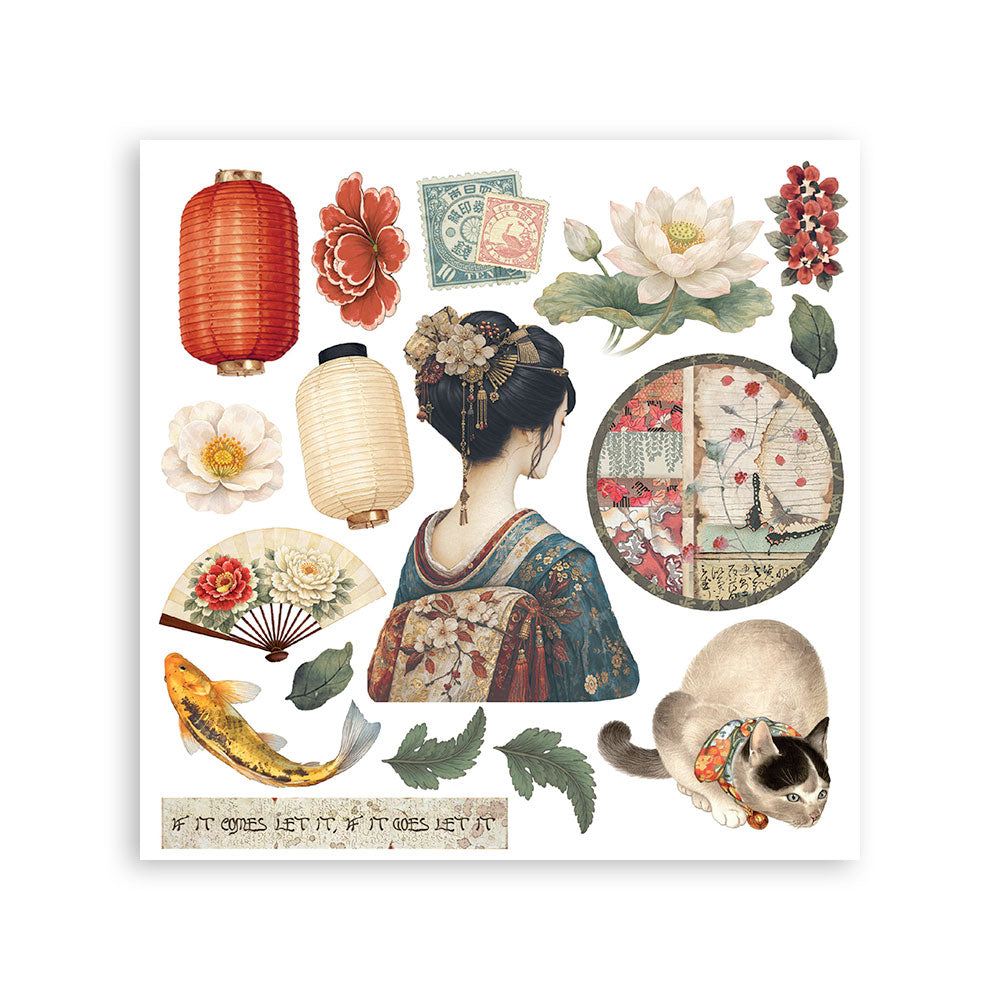 Printed Decorative Rub On Kit For Art And Craft Cm 15.5x15.5 - Oriental Garden