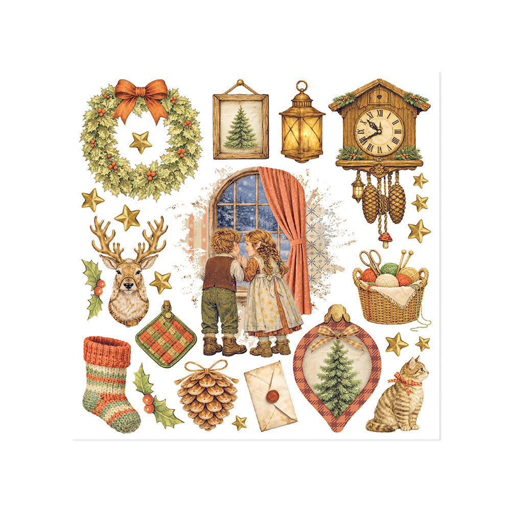 Printed Decorative Rub-On Kit For Art And Craft cm 15.5x15.5 - Silent Night