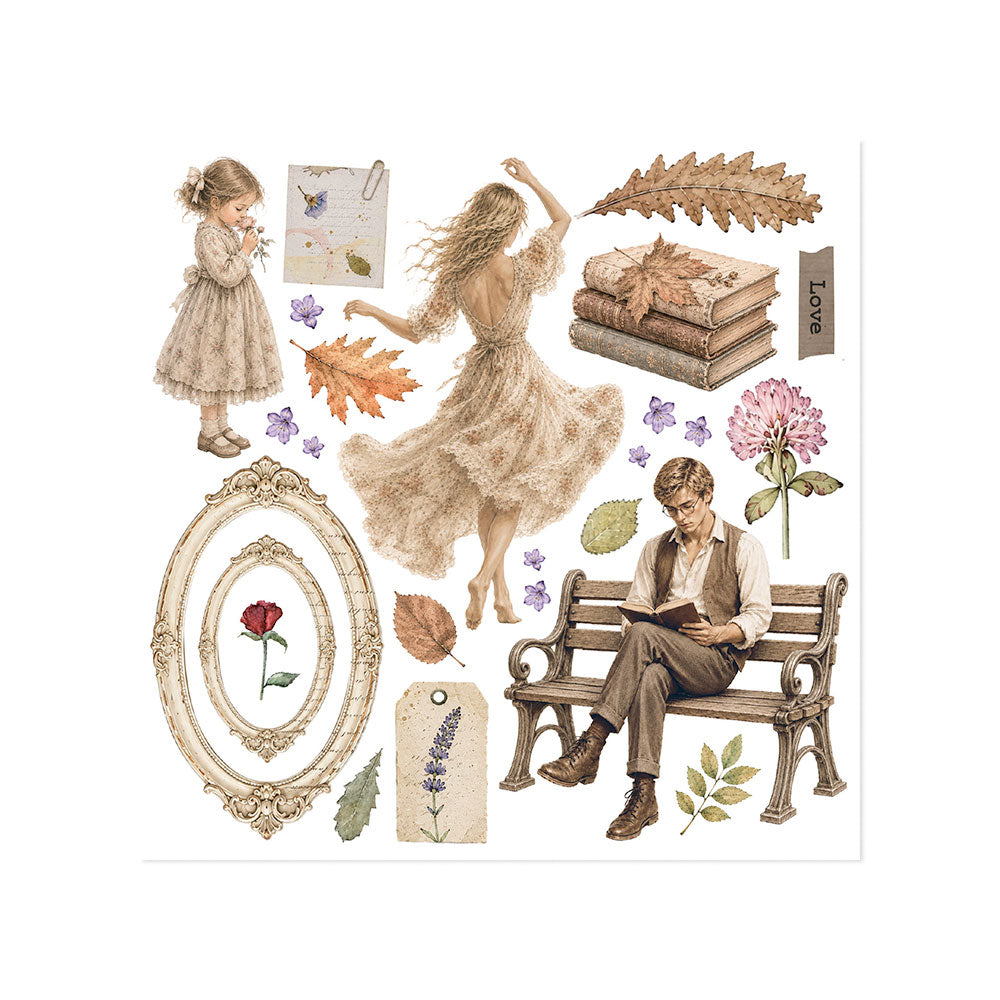 Printed Decorative Rub On Kit For Art And Craft 15.5x15.5cm - Flowers And Poems
