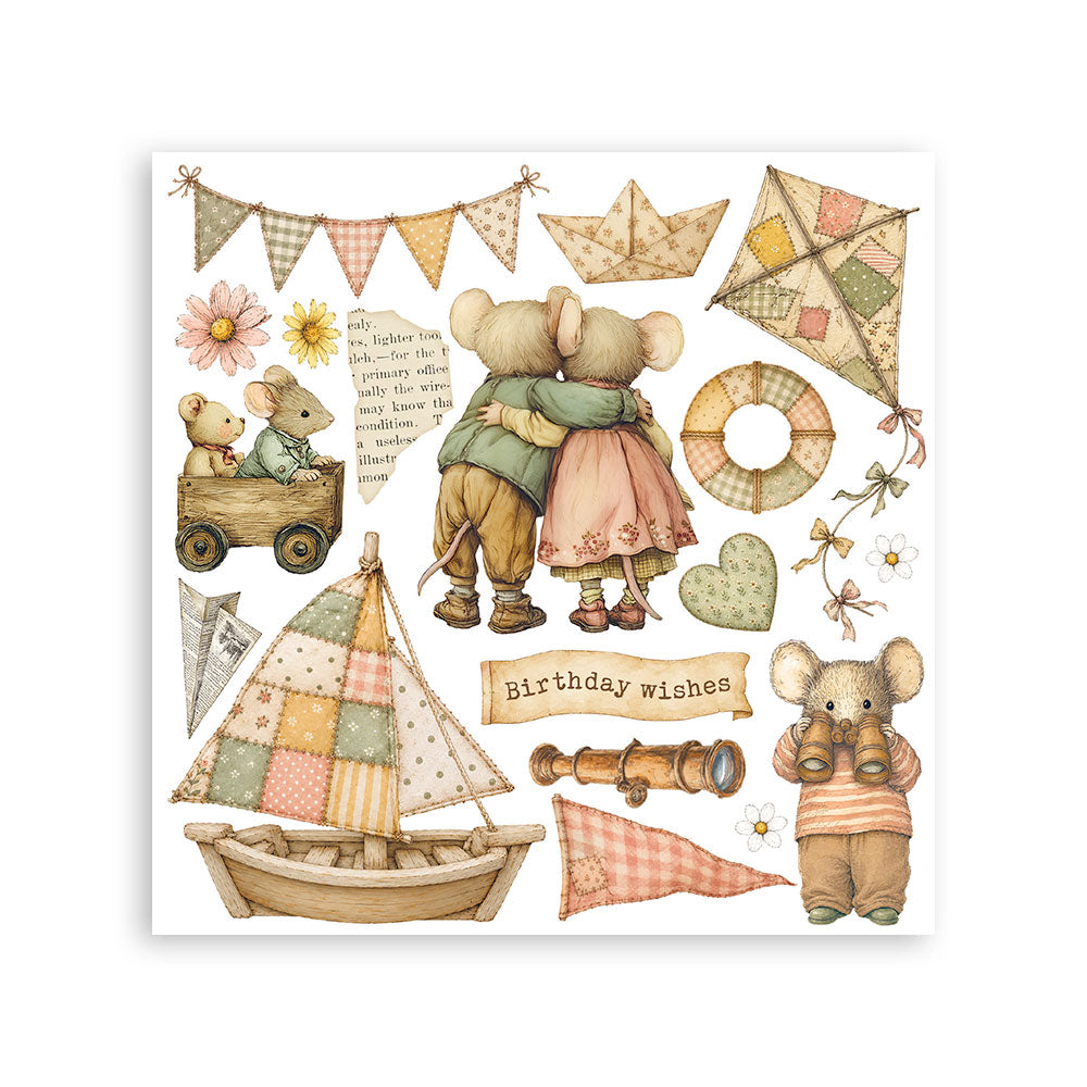 Printed Decorative Rub On Kit For Art And Craft 15.5x15.5cm - Cozy Family