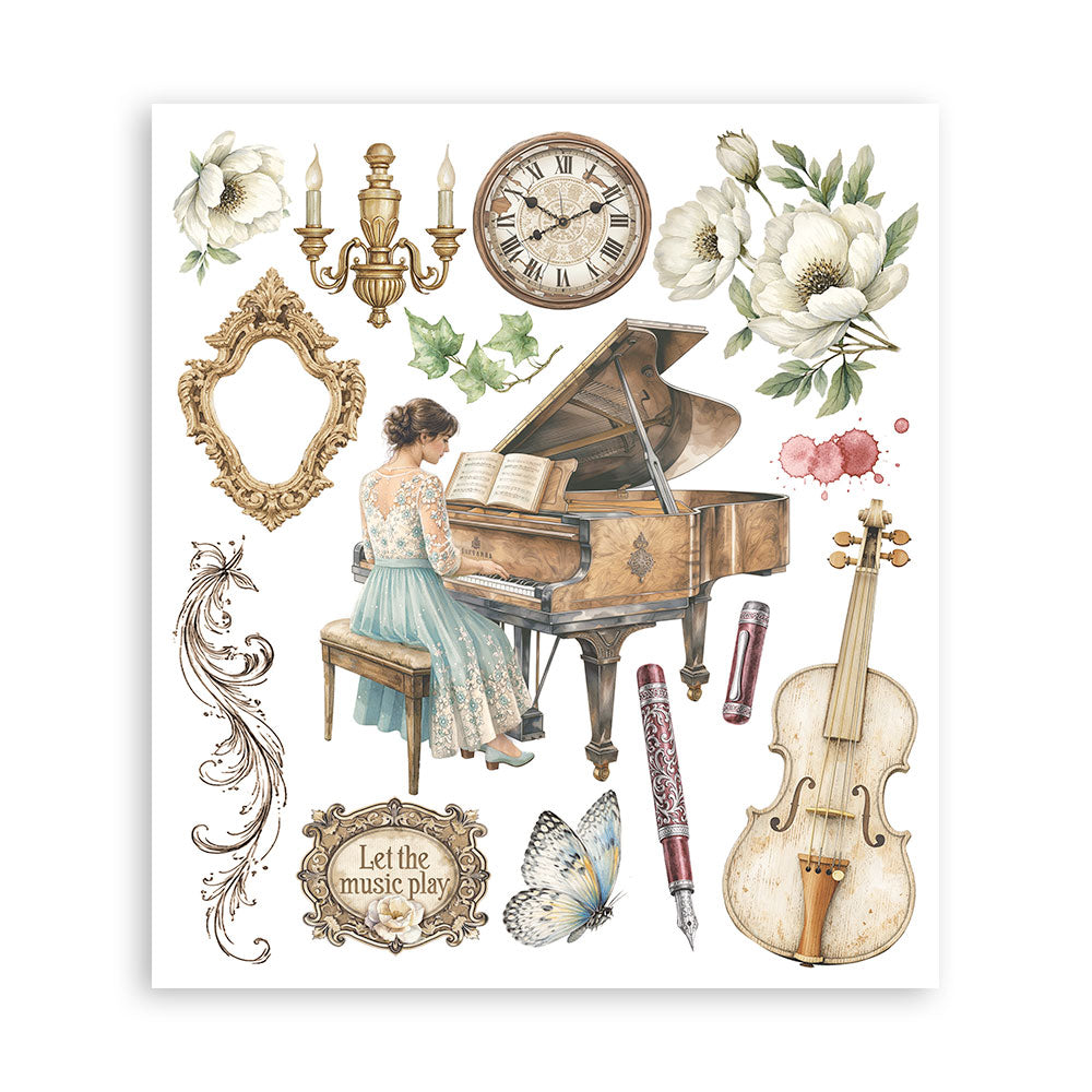 Printed Decorative Rub-On Selection For Art And Craft cm 20.5x23 - Symphony