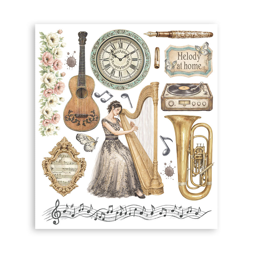 Printed Decorative Rub-On Selection For Art And Craft cm 20.5x23 - Symphony