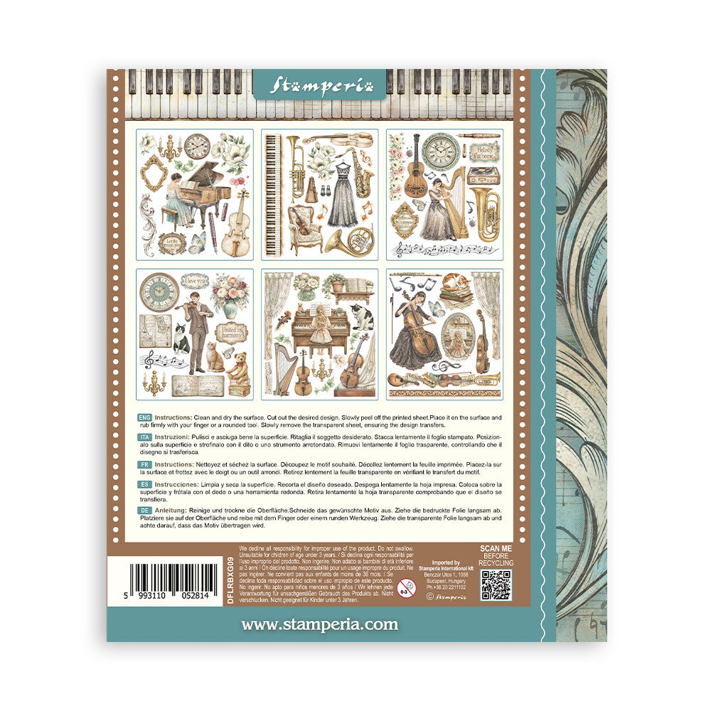 Printed Decorative Rub-On Selection For Art And Craft cm 20.5x23 - Symphony