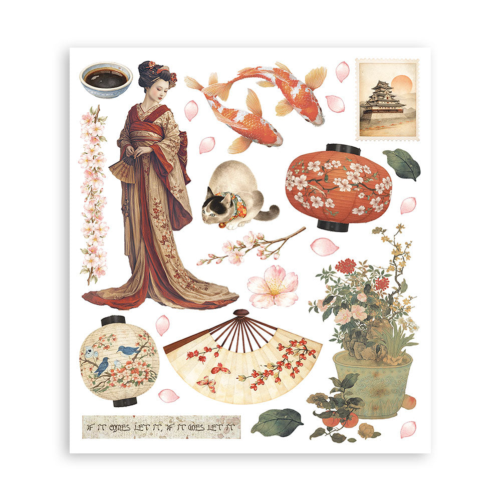 Printed Decorative Rub On Selection For Art And Craft Cm 20.5x23 - Oriental Garden