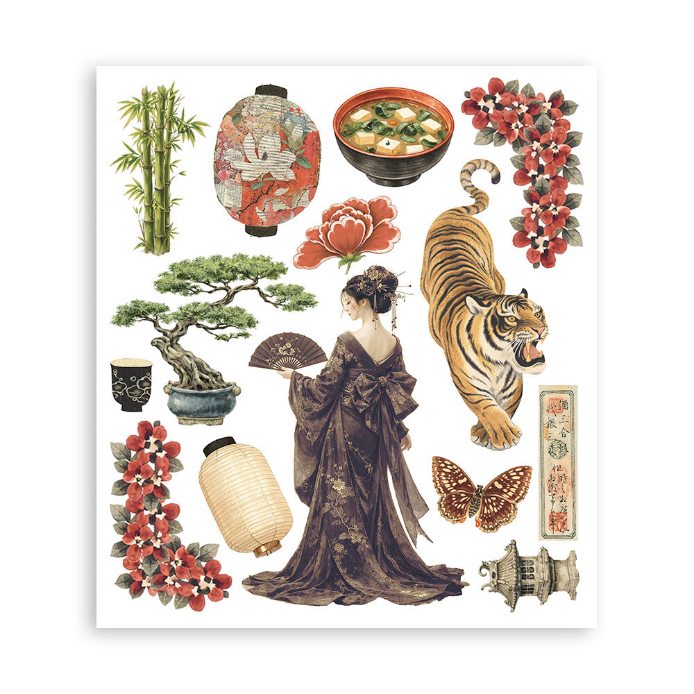 Printed Decorative Rub On Selection For Art And Craft Cm 20.5x23 - Oriental Garden