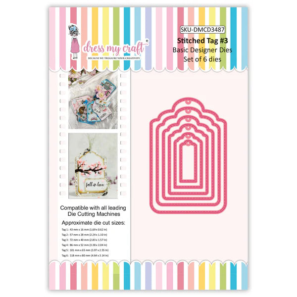 Dress My Craft - Stitched Tag #3 - Basic Designer Dies