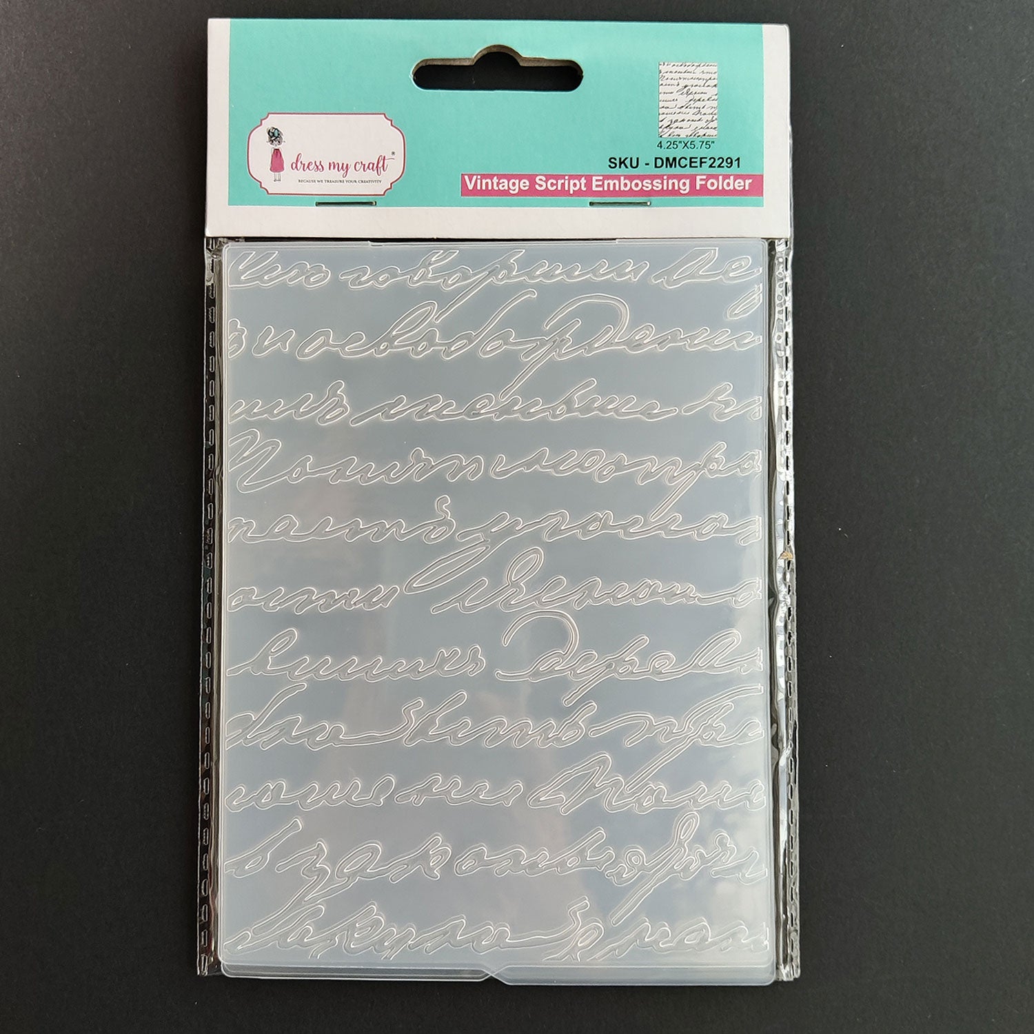 Dress My Craft - Vintage Script Pattern - Embossing Folder