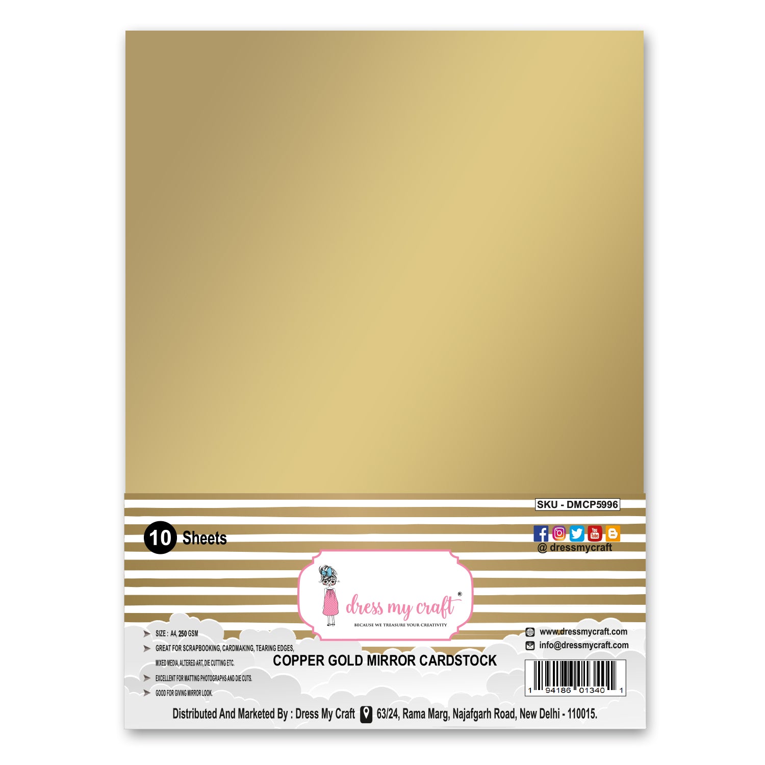 Dress My Craft - Copper Gold Mirror Cardstock - A4