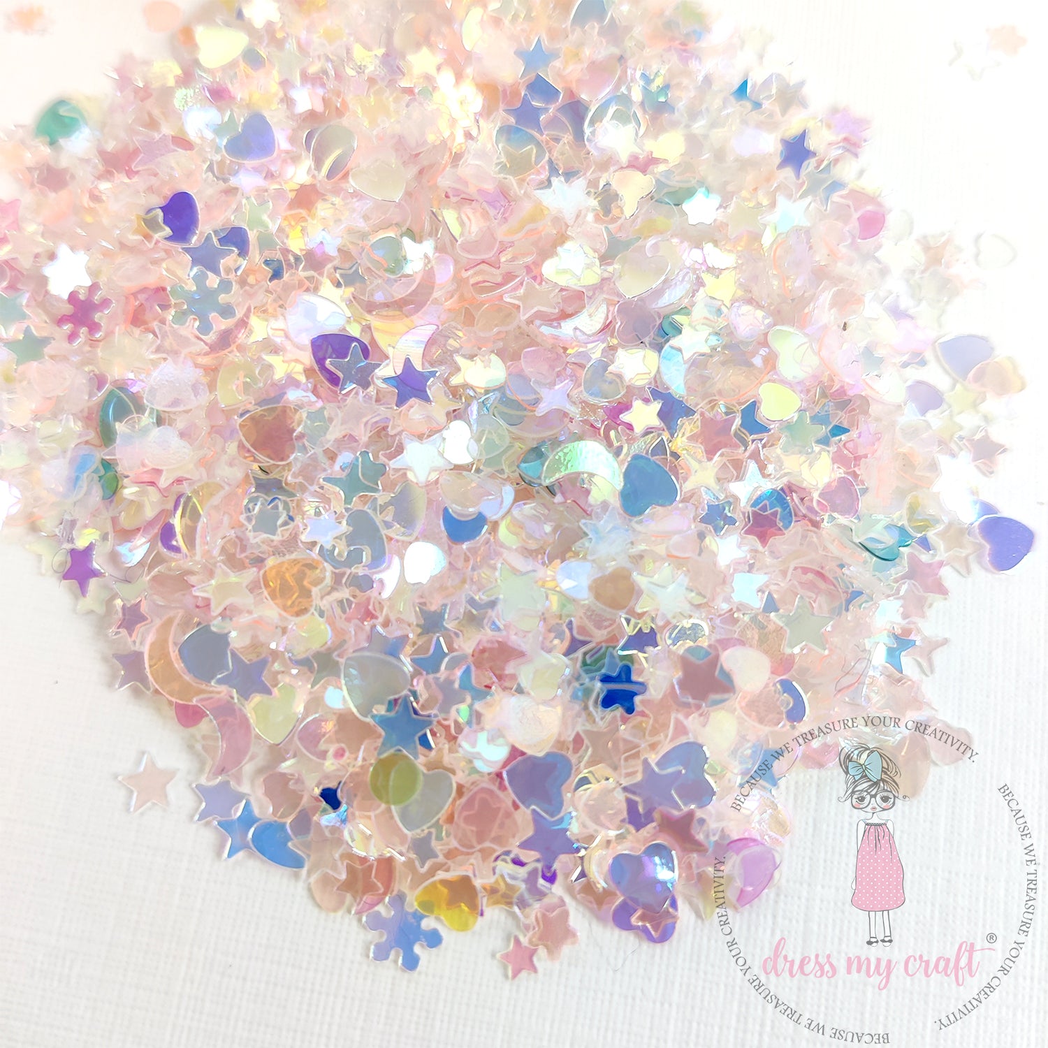 Dress My Craft - Pink Star & Heart Mix Sequins