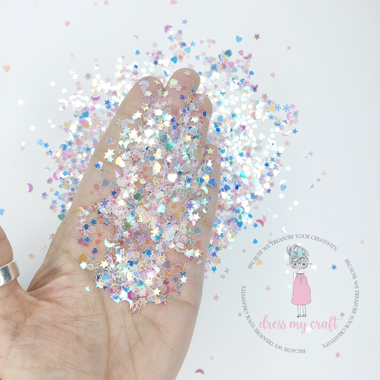 Dress My Craft - Pink Star & Heart Mix Sequins