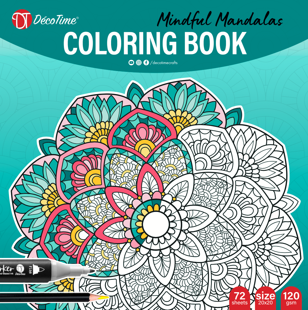 Decotime Coloring Book - Mindful Mandalas Green 72 Sheets