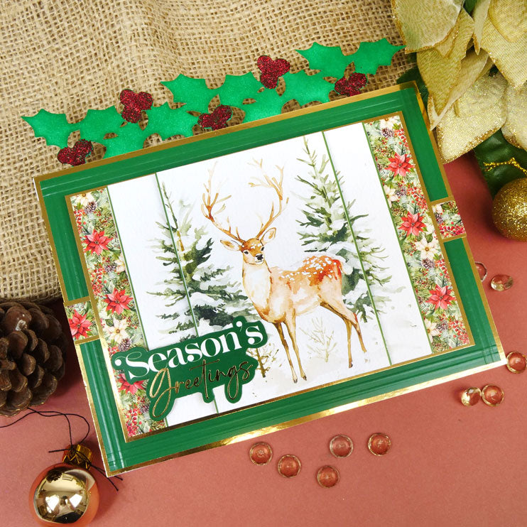 Festive Fancy-Edge Card Blanks - Holly