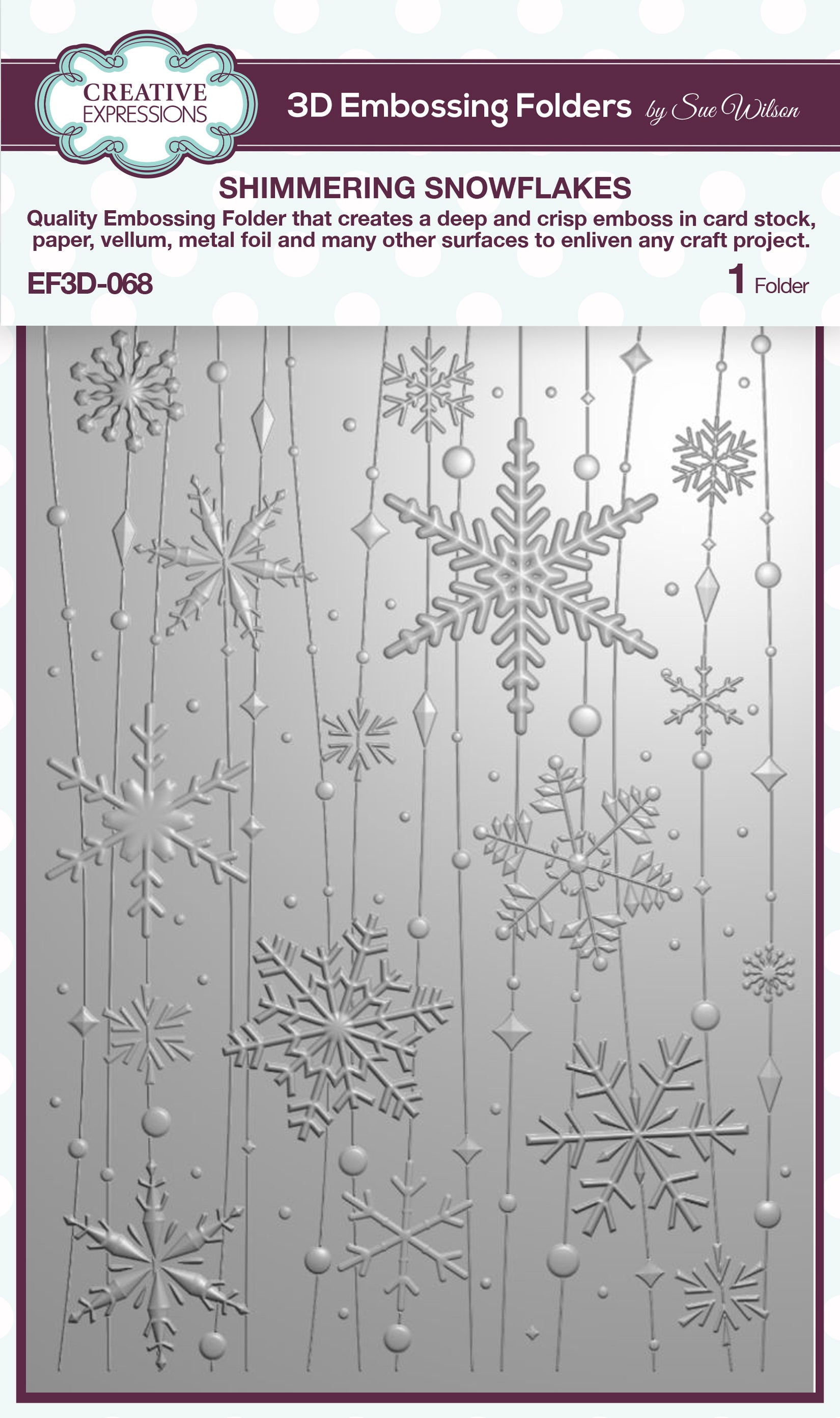 Creative Expressions Shimmering Snowflakes 5 in x 7 in 3D Embossing Folder
