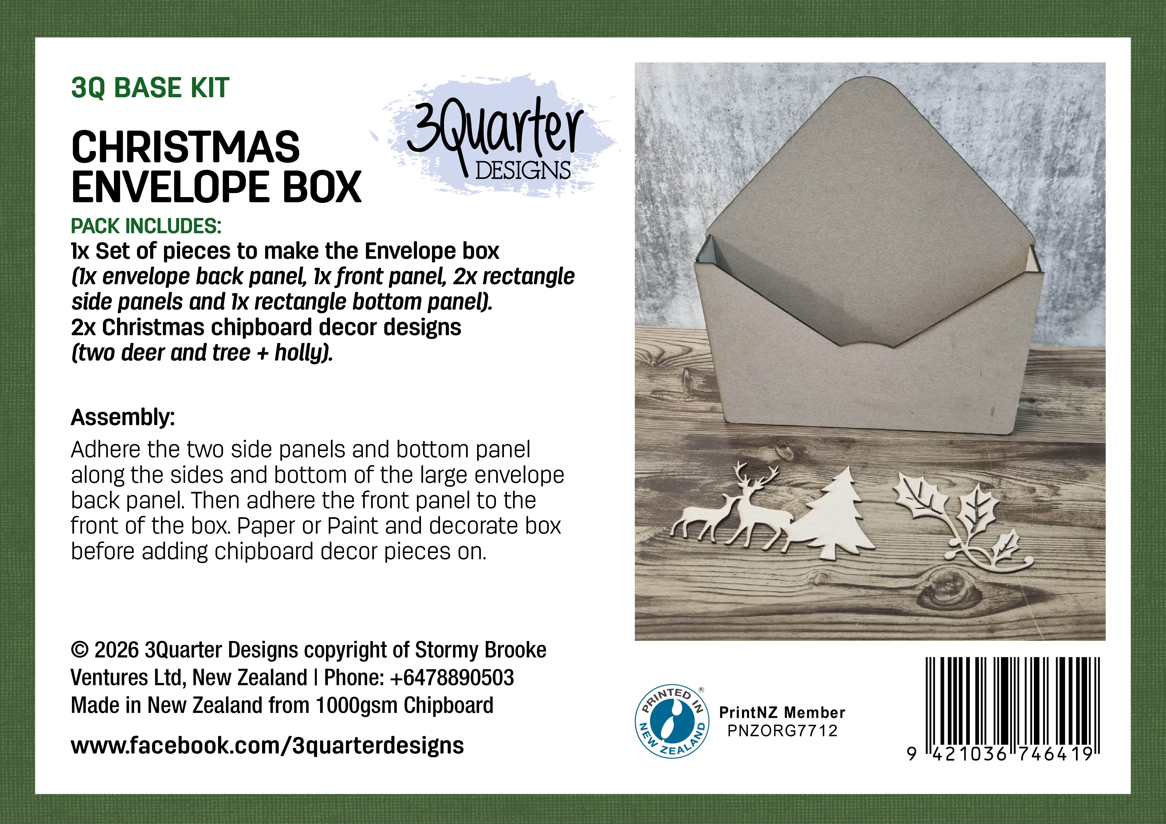 3Quarter Designs Christmas Envelope Box - Chipboard