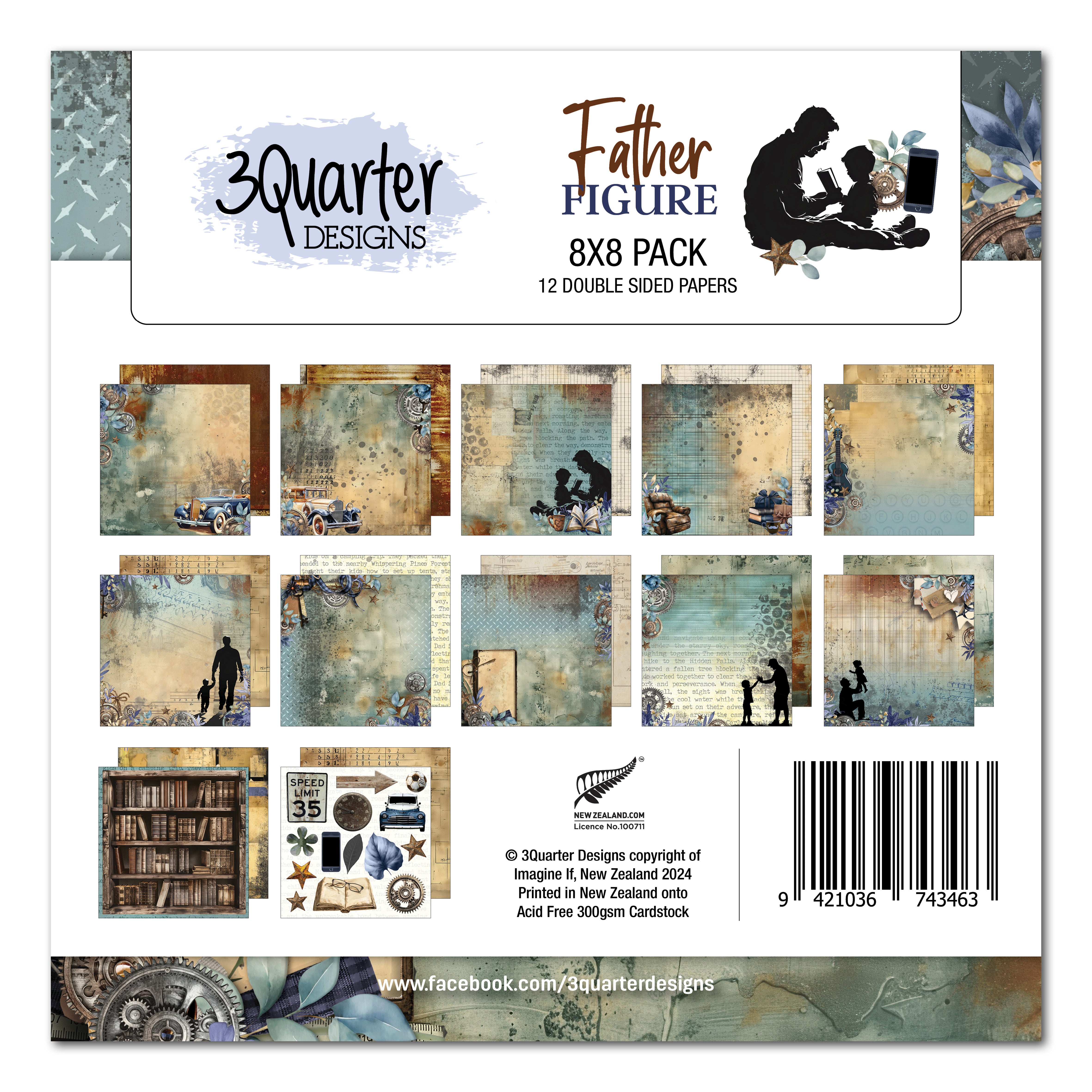 3Quarter Designs Father Figure 8x8 Paper Pack