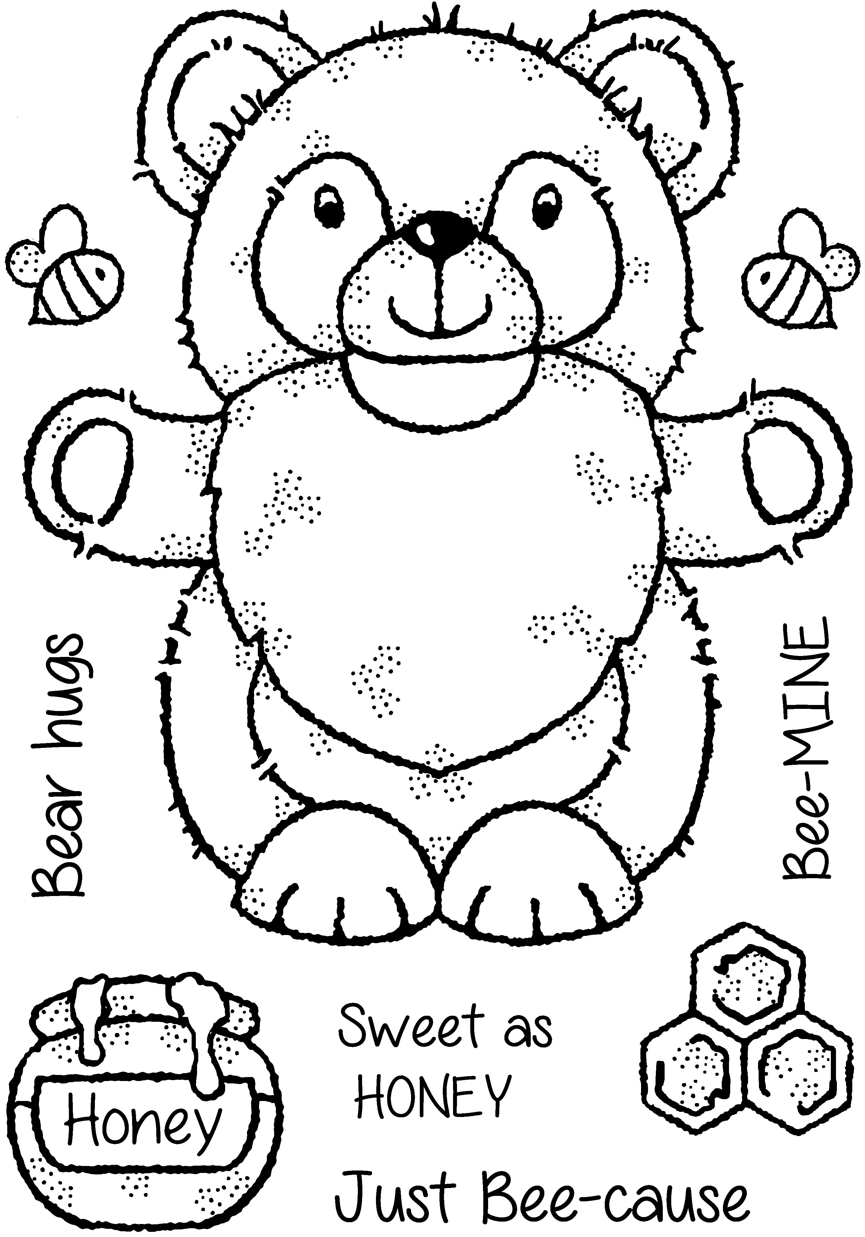 Woodware Clear Singles Honey Bear Gnome 4 in x 6 in Stamp Set