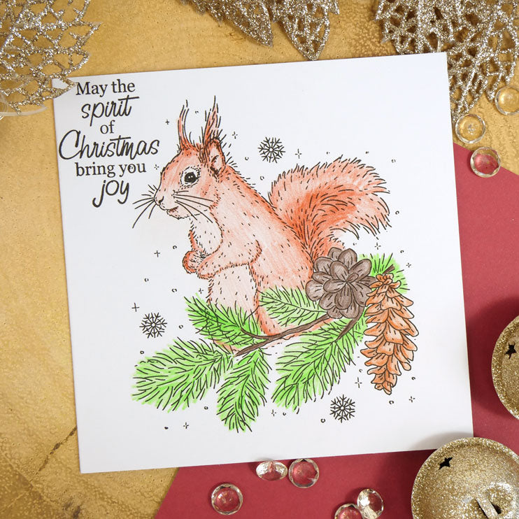 For the Love of Stamps - Snowy Squirrel