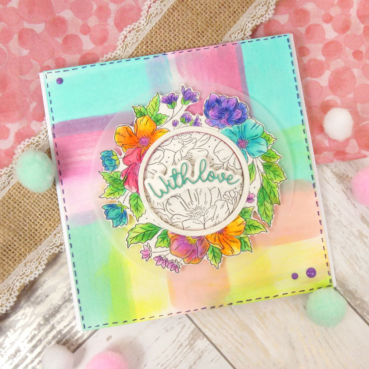 For the Love of Stamps - A Circle of Anemones