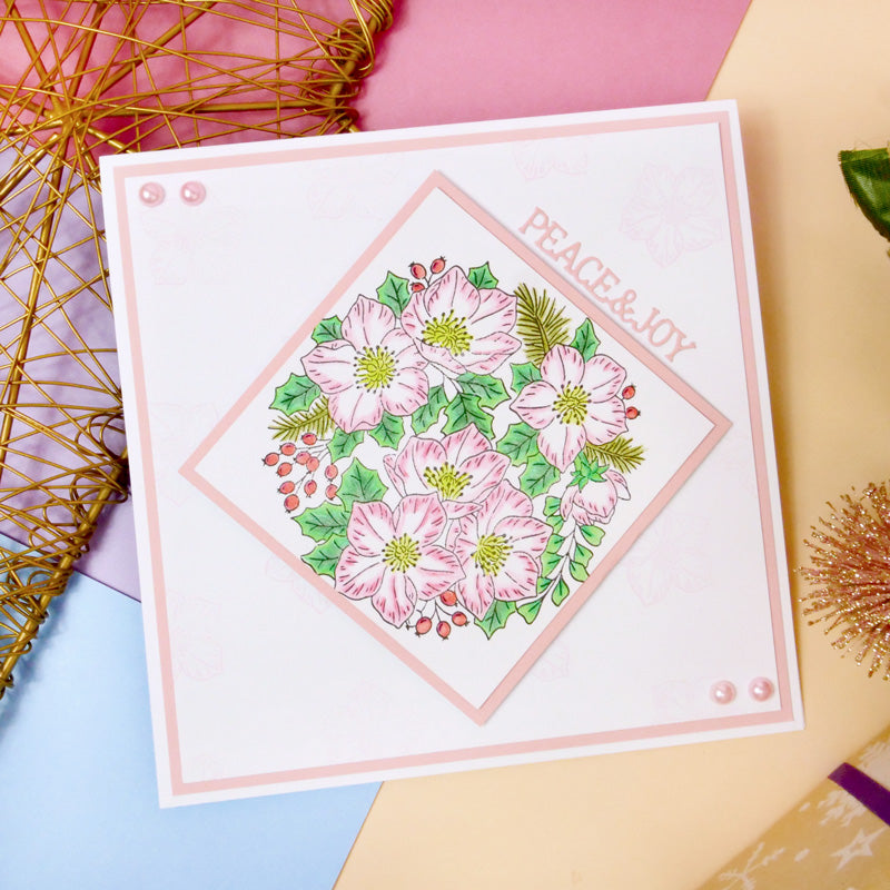 For the Love of Stamps - A Circle of Christmas Roses