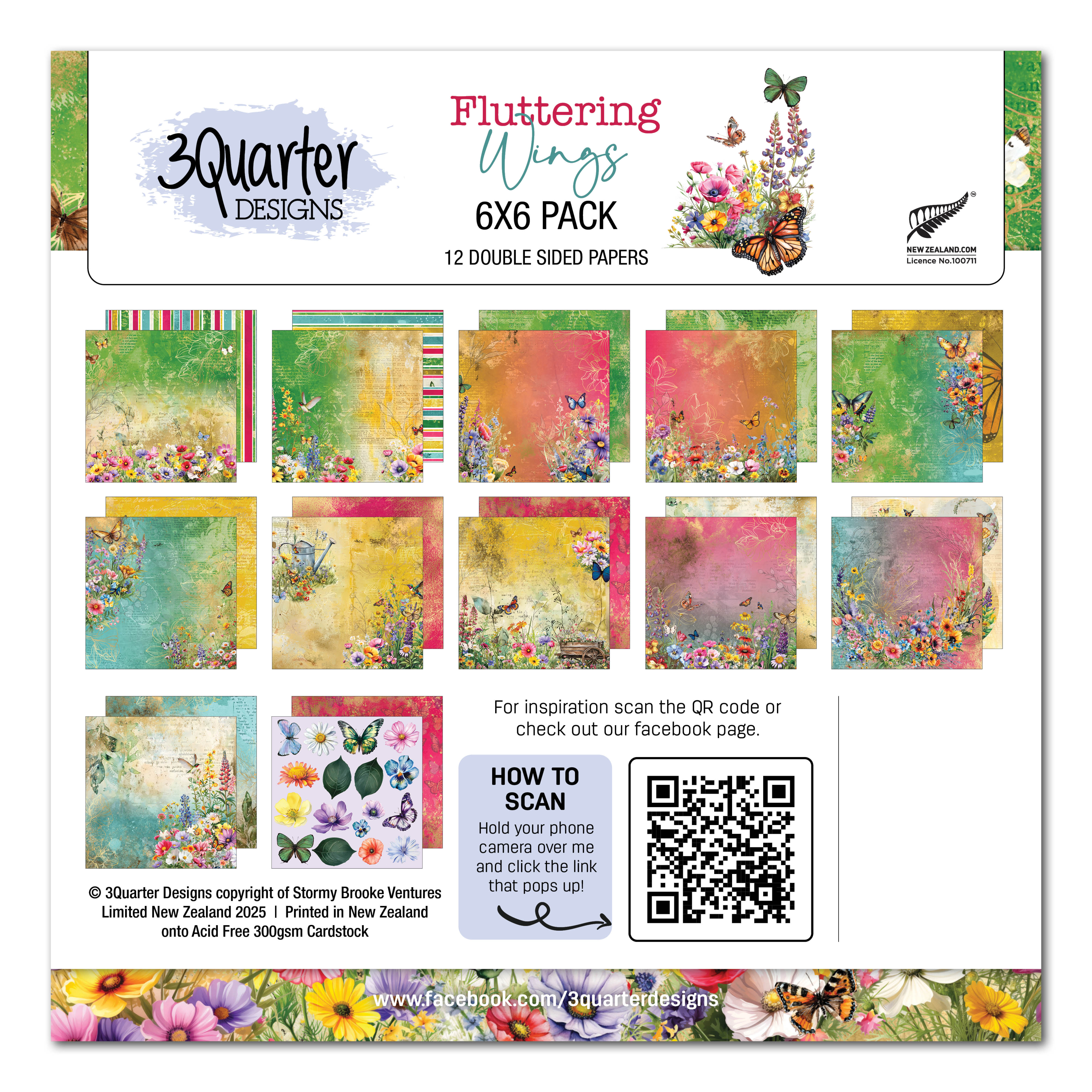 3Quarter Designs Fluttering Wings 6x6 Paper Pack