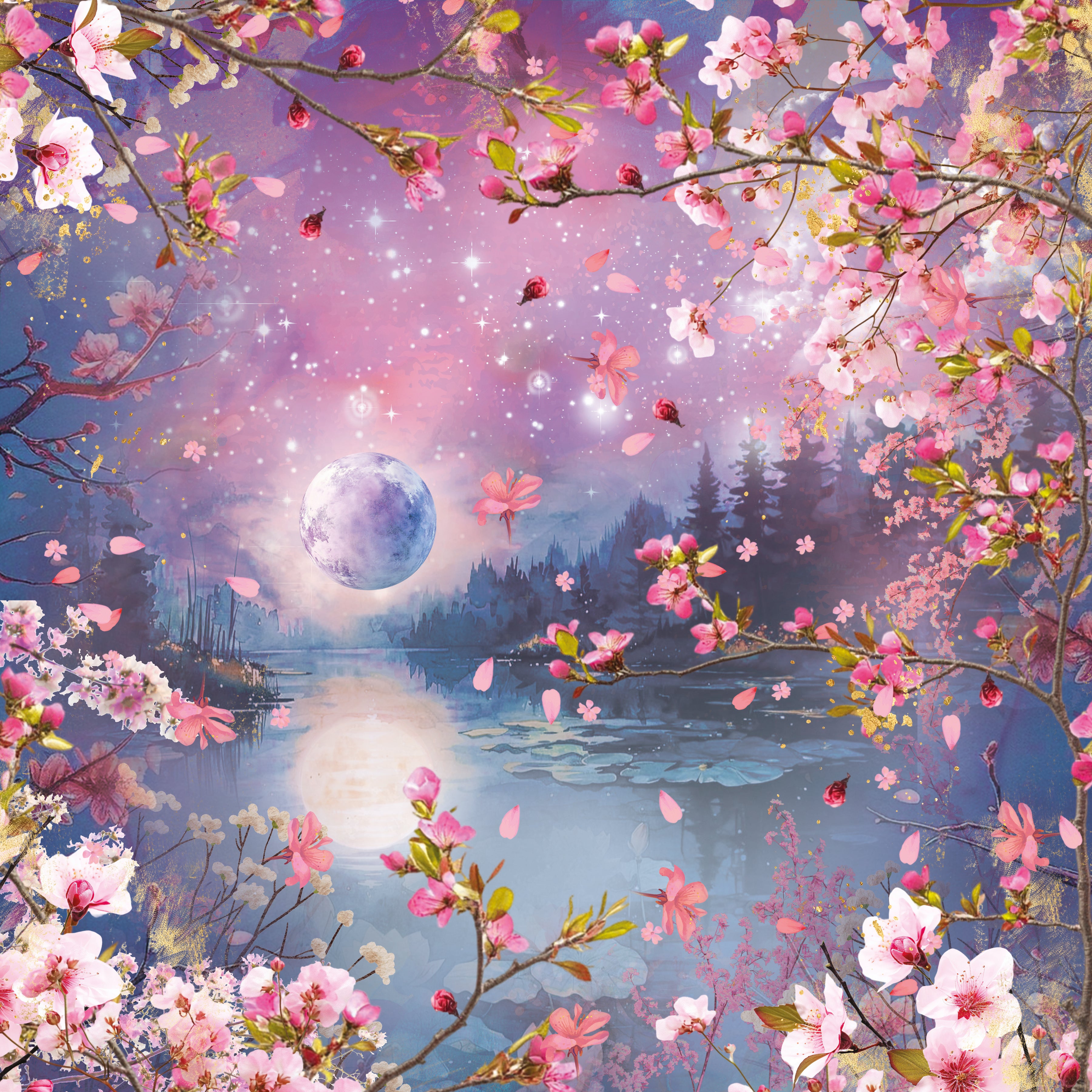 Natures Garden Lunar Blooms - 12”x12” Paper Pad