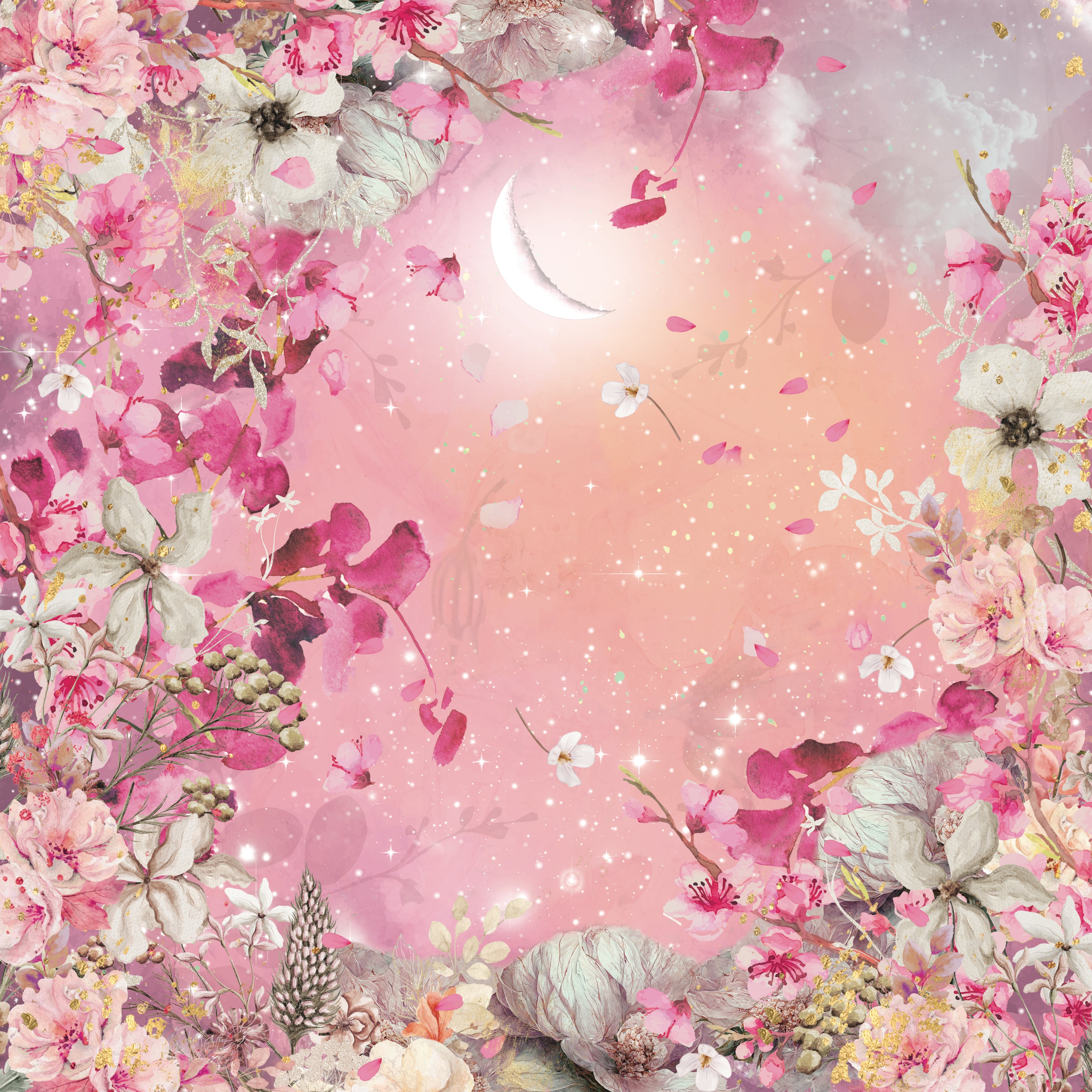 Natures Garden Lunar Blooms - 12”x12” Paper Pad