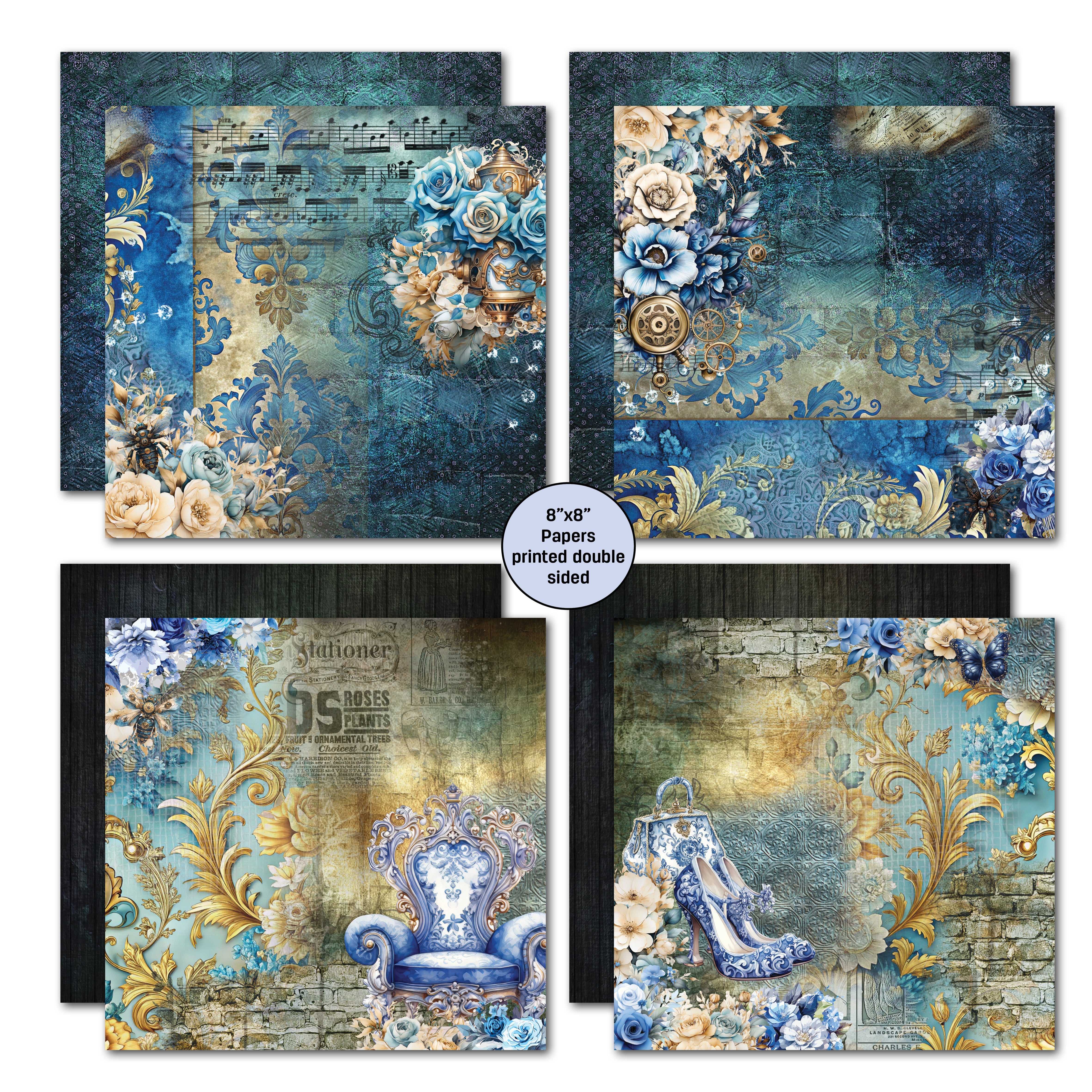 3Quarter Designs Grunged Baroque  8x8 Paper Pack