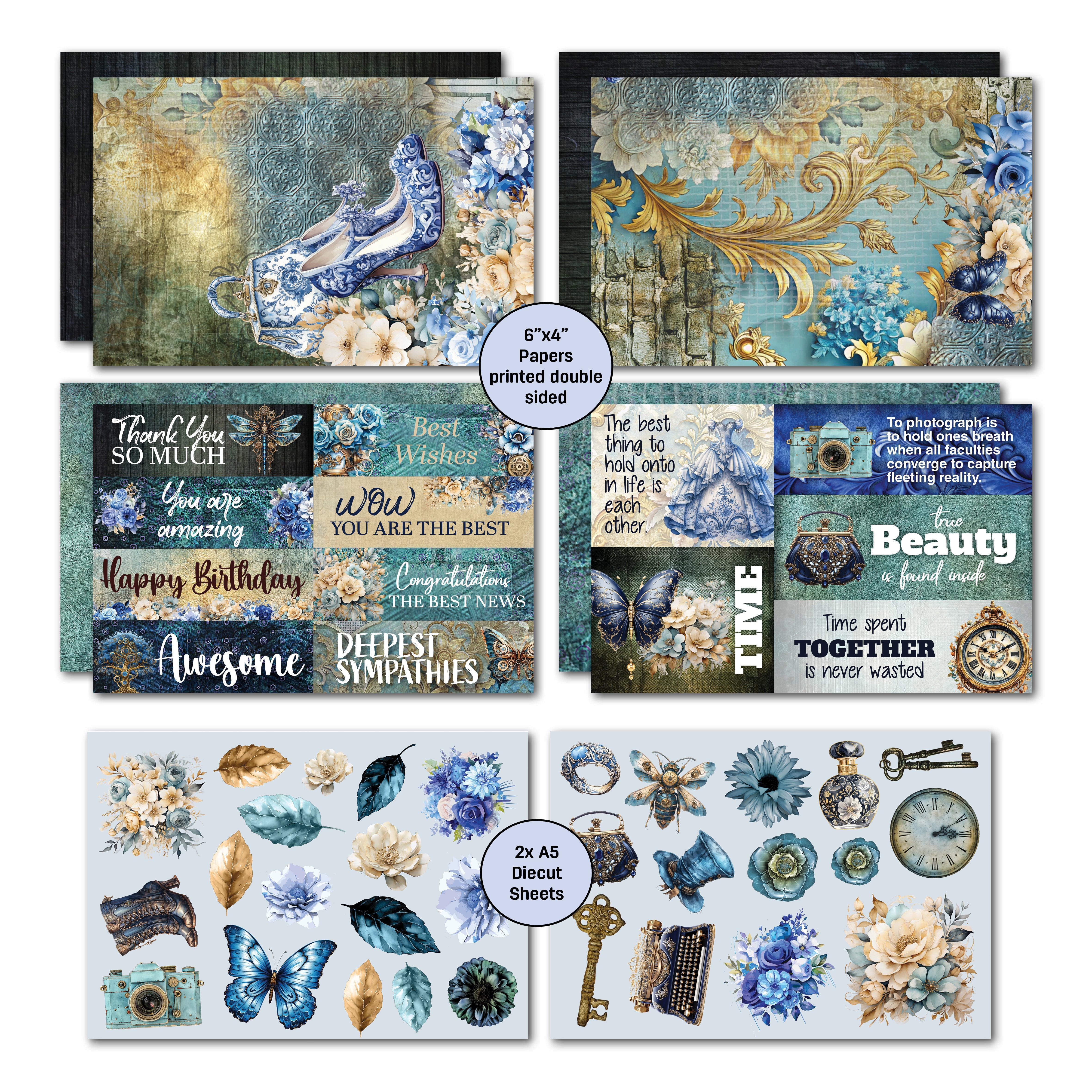 3Quarter Designs Grunged Baroque  6x4 Card Pack